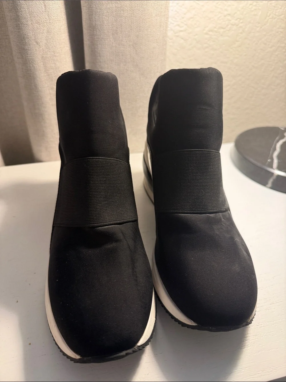 Women's Black Slip-On Wedge Sneakers
